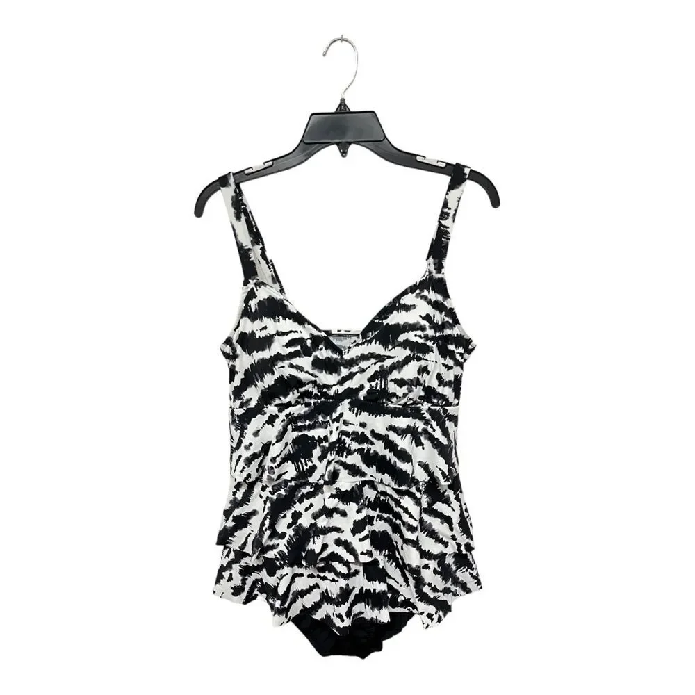 NWT SWIM SOLUTIONS | Plus Size Tummy Control Triple‎ Tier Fauxkini One Piece 10 - Picture 2 of 5